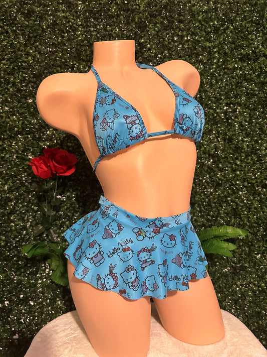 Blue Hello Kitty 3 Piece Skirt Set